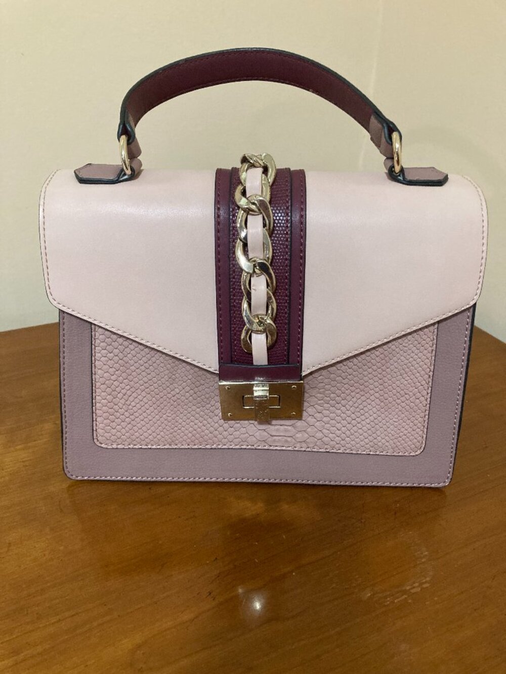 Apt 9 Handbag Purse Satchel Burgundy Pink Beige
